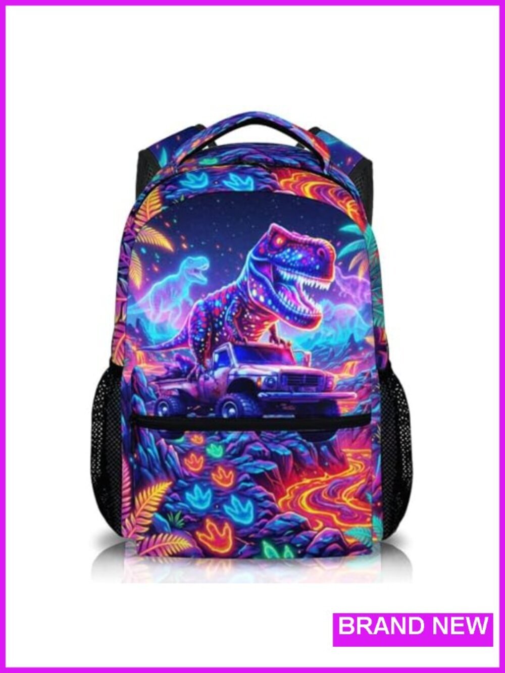 Dinosaur Backpack for Boys School Travel, Cool Truck Bookbag Kindergarten